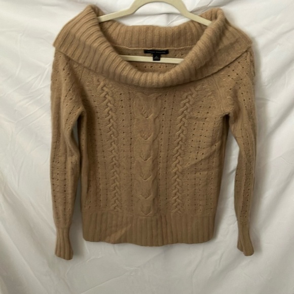 Banana Republic: Carmel Cowl Neck Cable Knit Sweater- Lambs Wool Blend- S - Picture 1 of 16